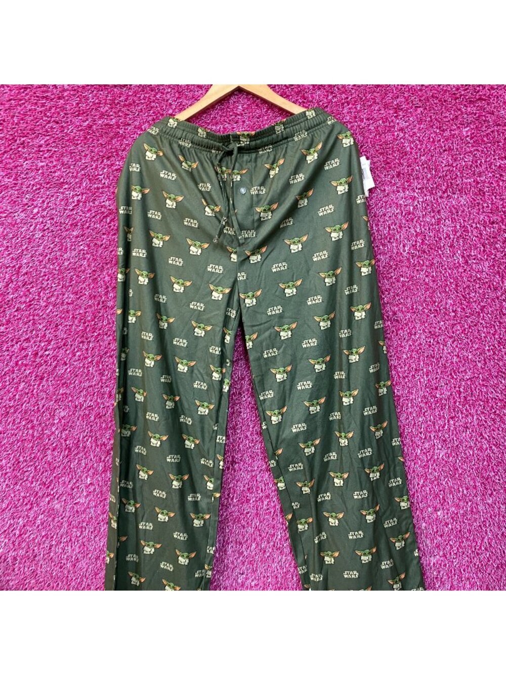 Star Wars The Mandalorian Grogu Graphic Print Green Pajama Pants XL